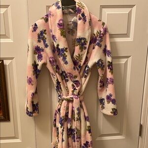Floral Comfort Plush Robe - Pink and Purple
